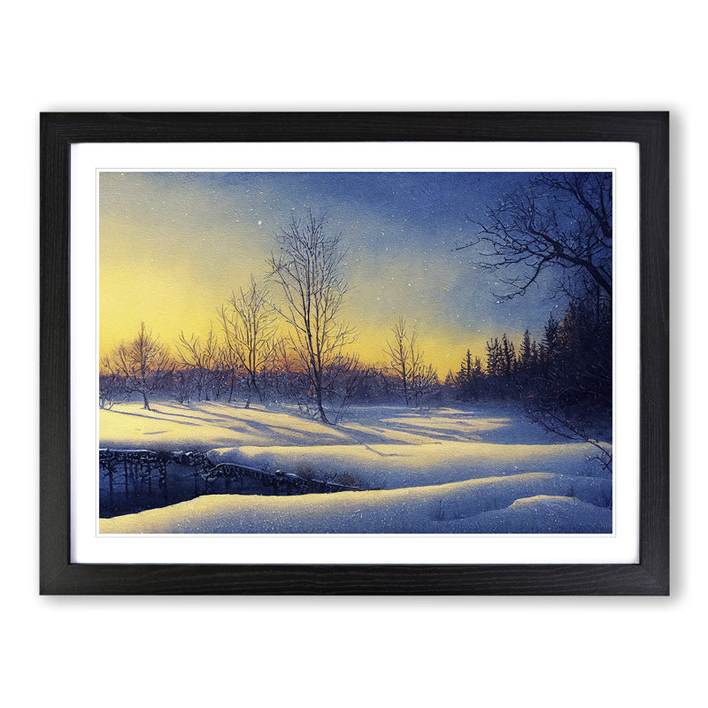 XH1022-10231X Winter Landscape Sunrise Vol.1 - Single Picture Frame Print, 46cm H x 64cm W x 2cm D, Black