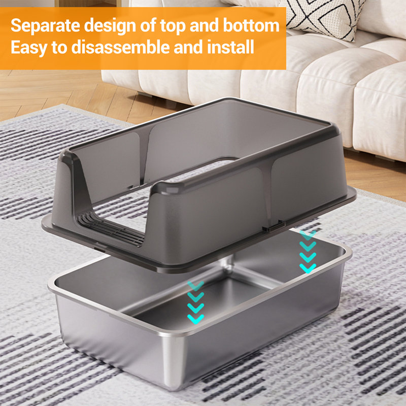 Stainless Steel Litter Box, Black