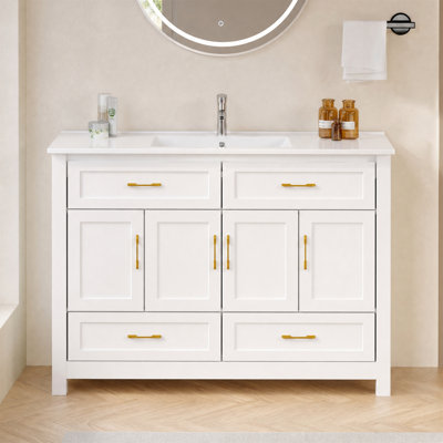 Meuble-lavabo moderne 48 po avec lavabo intégré en résine