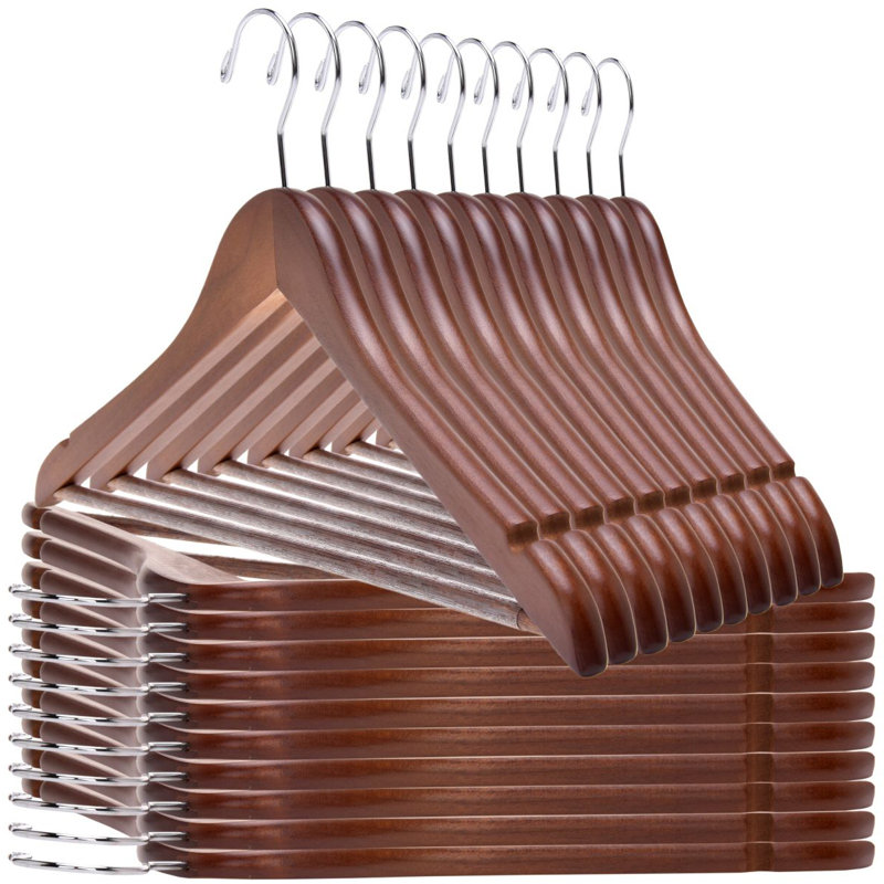 Cintre standard en bois antidérapant Lowenstein, 20, Noyer / Chrome