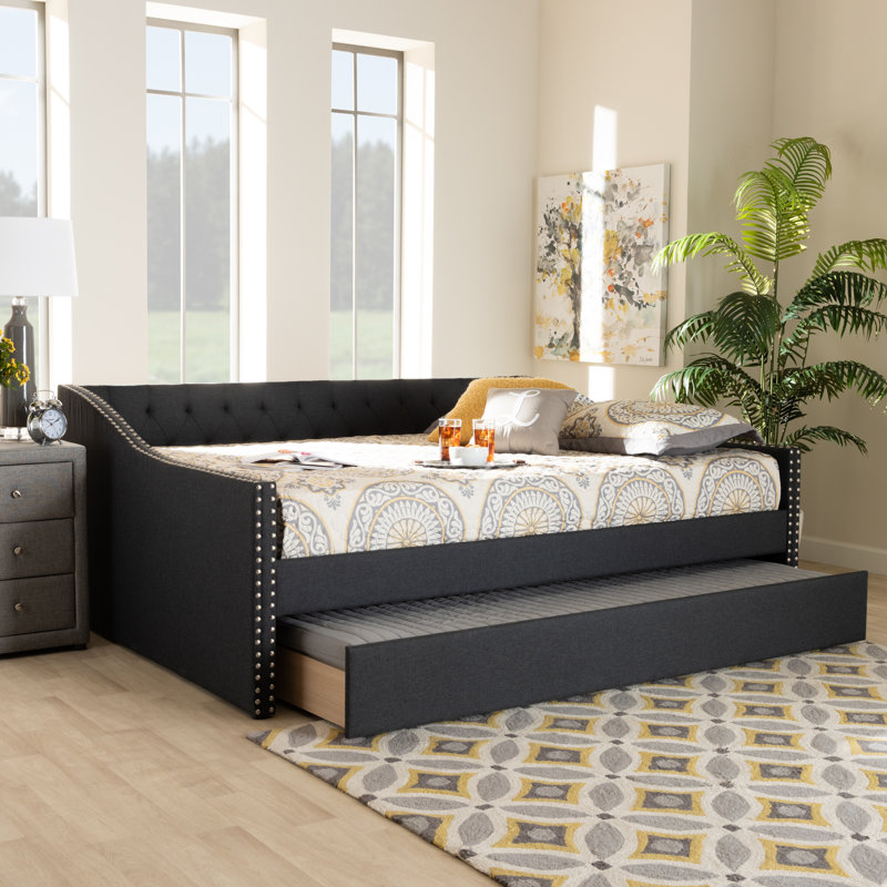 Lit de jour avec couchette Weldon, Grand lit, Gris foncé