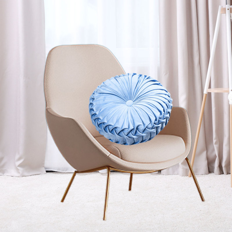 Lanajah Round Pillow Cover & Insert, Light Blue