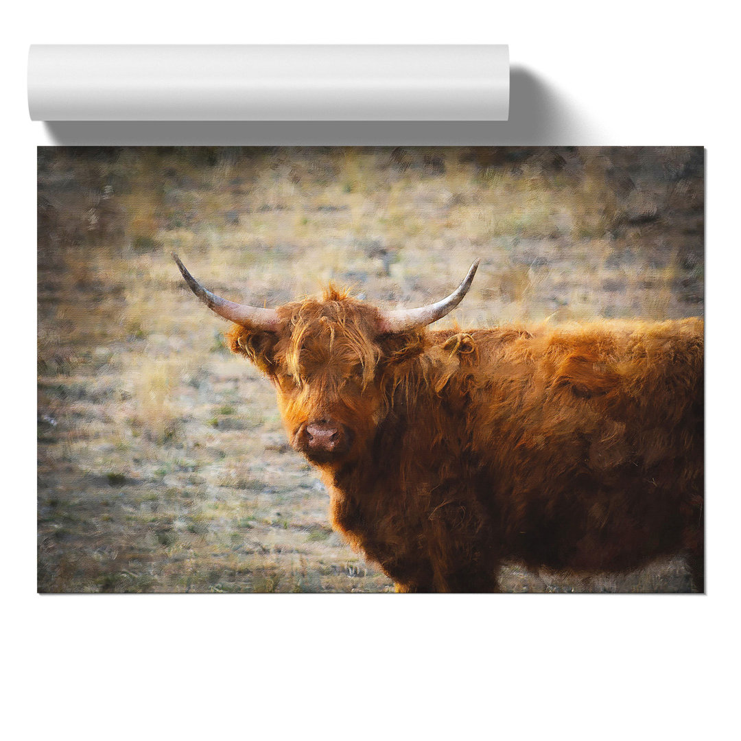 Highland Bull Cow Painting - Frameless Print