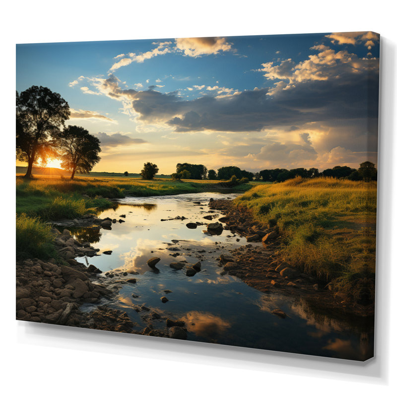 Vert, jaune, paysage de l'Illinois, H 34 po x l 44 po x P 1,5 po, Toile tendue