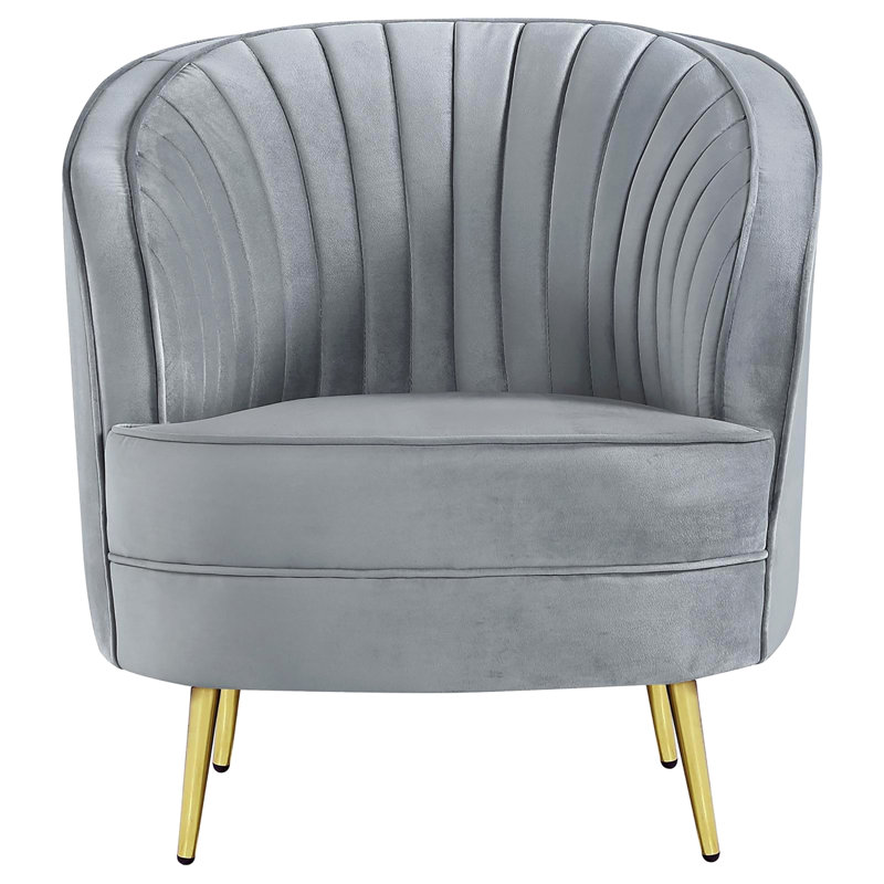 Chaise capitonnée grise et dorée