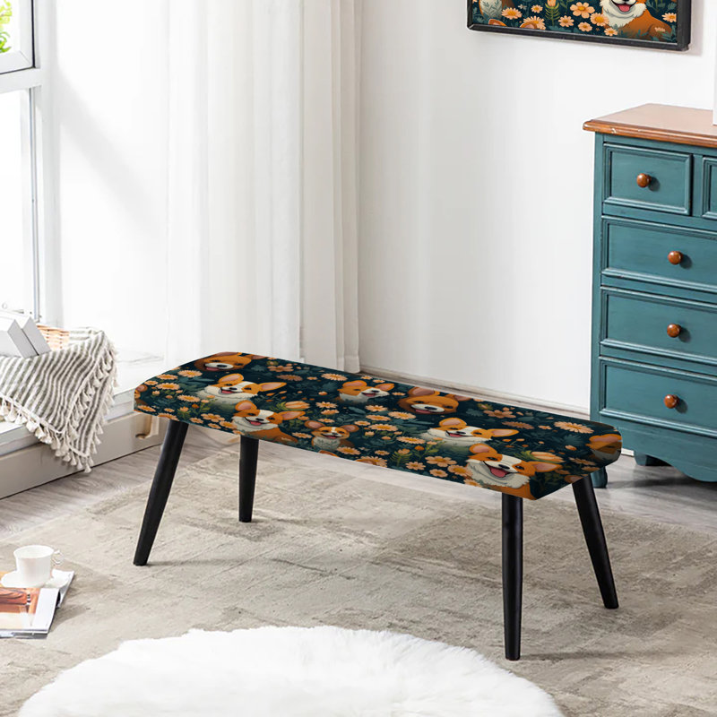 Corgi Cuties - Banc rembourré à motif animalier noir