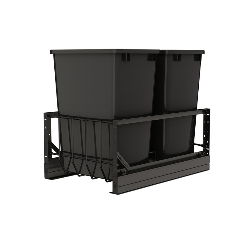 Rev-A-Shelf Double Pullout 35 qt. Kitchen Trash Can w/ Soft-Close, 5349-18DM-218, 2, 22.92" H x 14.77" W x 22.09" D