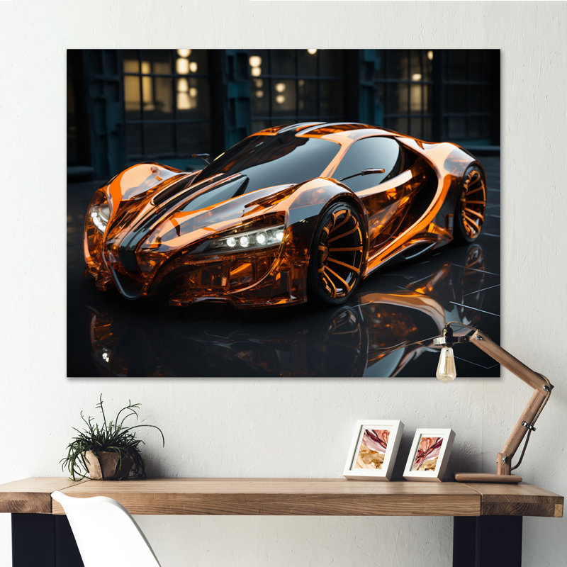 Sophistiqué et élégant verre Supercar III sur toile, H 12 po x l 20 po x P 1 po, Toile tendue