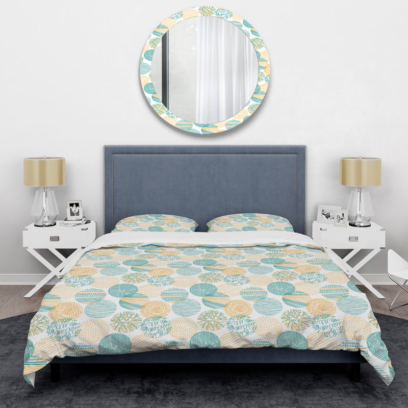 Ensemble de housse de couette en microfibre bleu / jaune 3 pièces