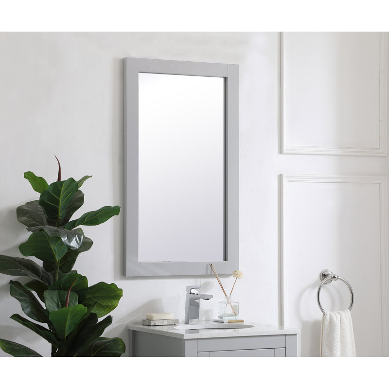 Metcalfe Solid And Engineered Wood Flat Wall Mirror, 32" x 18" , Gray