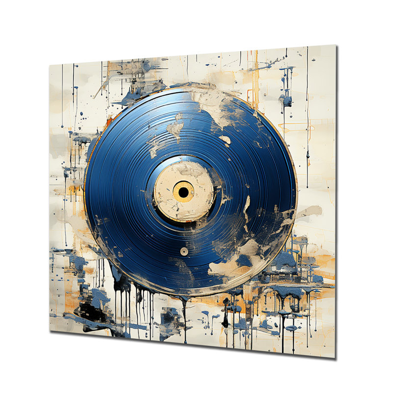 Blanc et bleu, vinyle, disque, mélodie, H 16 po x l 16 po
