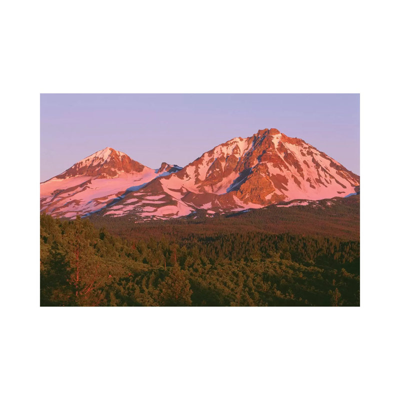 Or, Deschutes Nf. Sunrise Reddens Middle Sister and North Sister in the Three Sisters Wilderness. 1 Piece Wrapped Canvas Wall Art