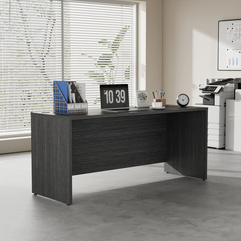 66'' Wide Rectangular Executive Desk With Cable Management, Gray