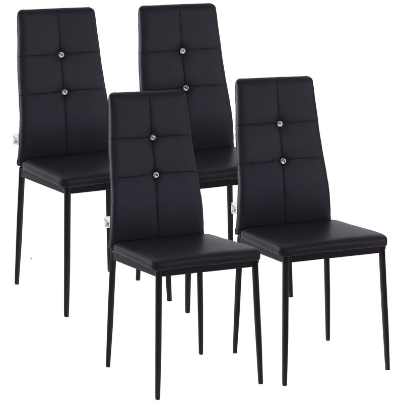 Chaise d'appoint rembourrée et capitonnée, Noir