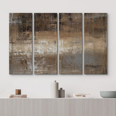 "Bown And White", fond de couleur grunge délavé, formes abstraites sur toile, 4 pièces