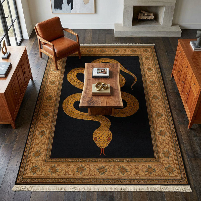 Tapis 5 pi x 8 pi Golden Serpent Tapisserie