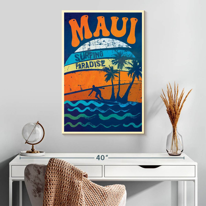 Maui Surfing Paradise sur toile, H 30 po x l 20 po x P 1,25 po