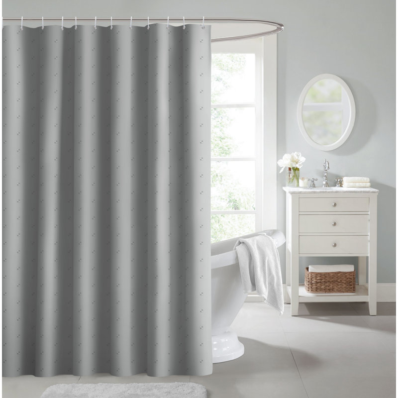 Raija Modern Dots Waterproof Polyester Shower Curtain, Grey