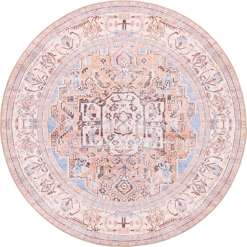 Chenille Geometric Indoor Rug, Round 5'