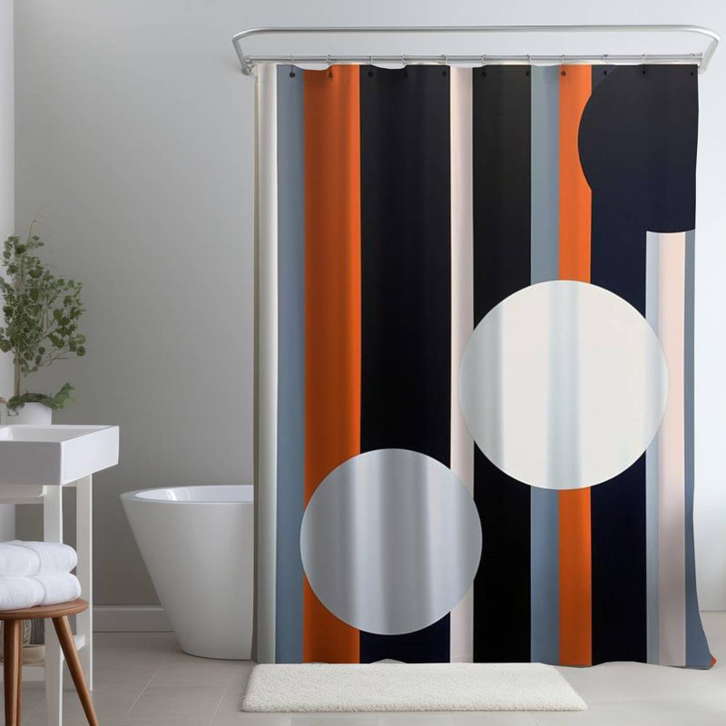 Geometric – Polyester Shower Curtain, Dye Sublimation Print, 71" W × 74" L