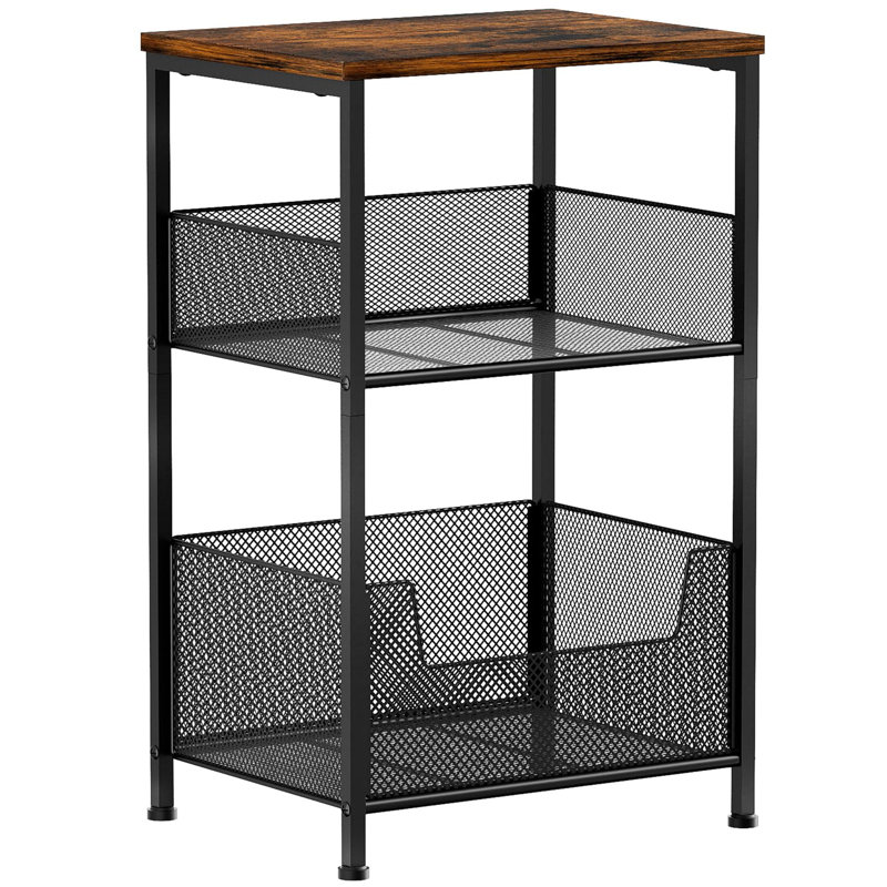 Aibne 39cm W Steel Bedside Table