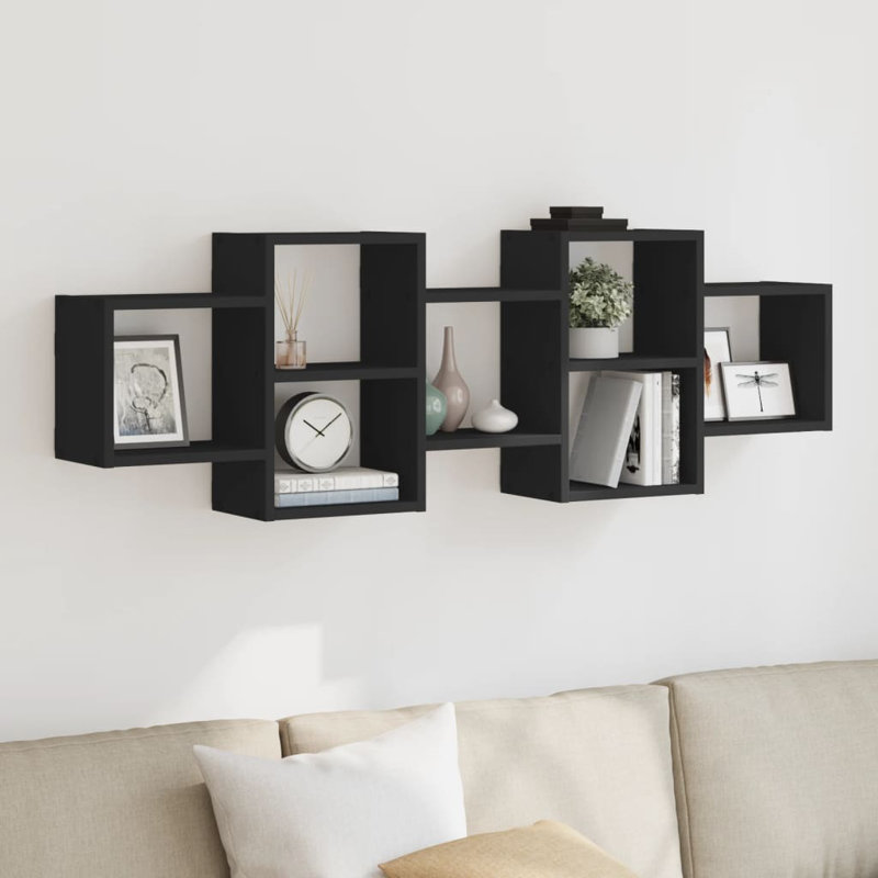 17 Stories Wall Shelf Engineered Wood, Brown Oak, 42cm H x 129cm W x 18cm