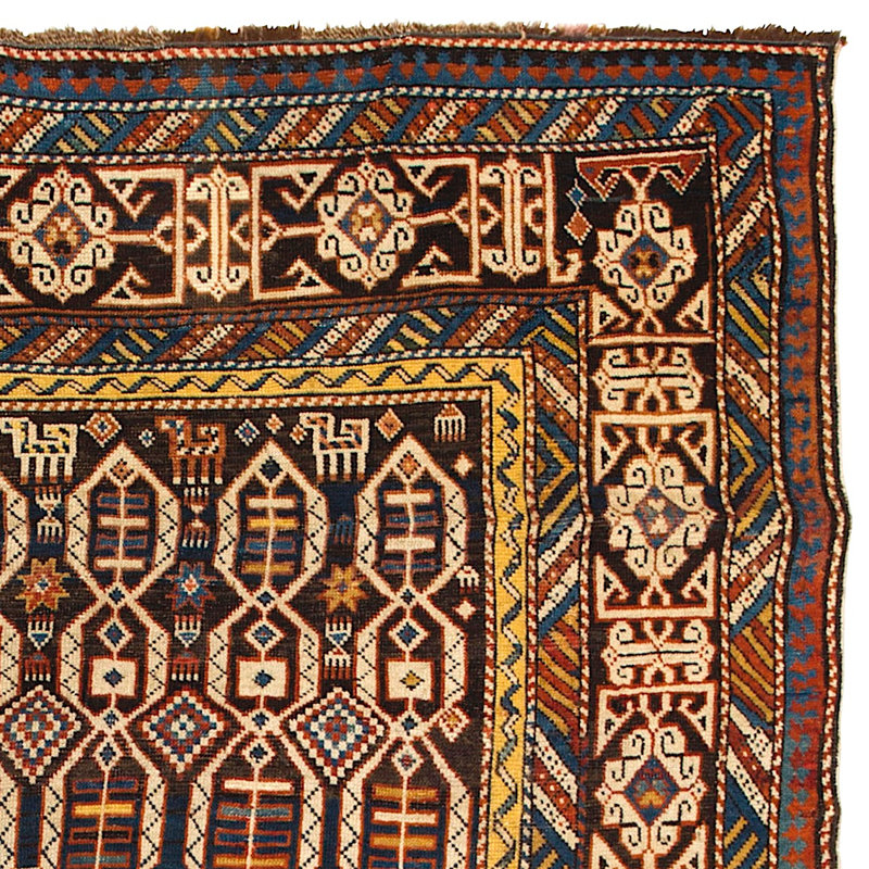 Rare tapis Kuba Shirvan en laine antique du Caucase, vers 1880