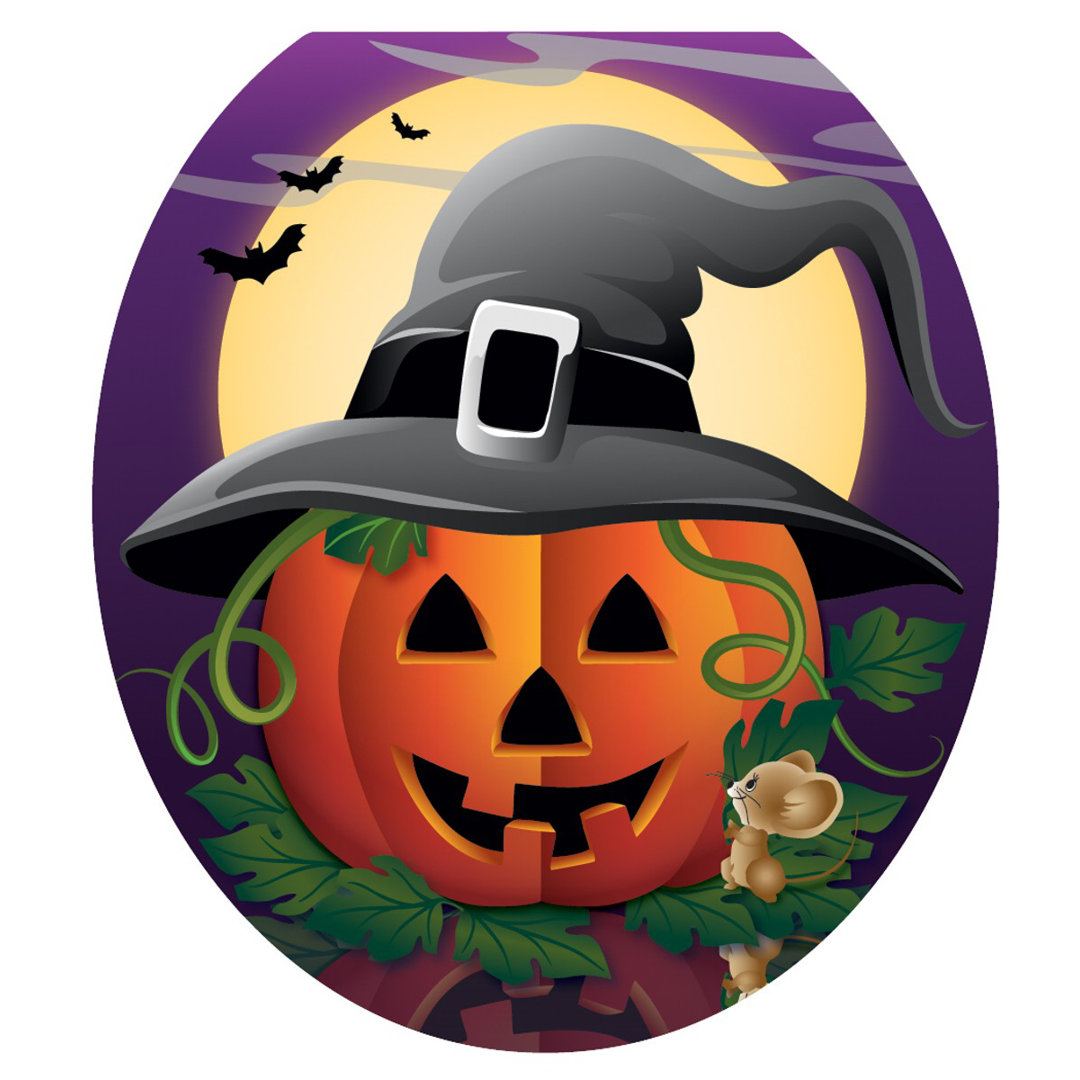 Halloween Hallows Eve Toilet Seat Decal – Toilet Tattoos Spooky Fun Static Cling Vinyl Cover for Round & Elongated Seats Toilet Tattoos 