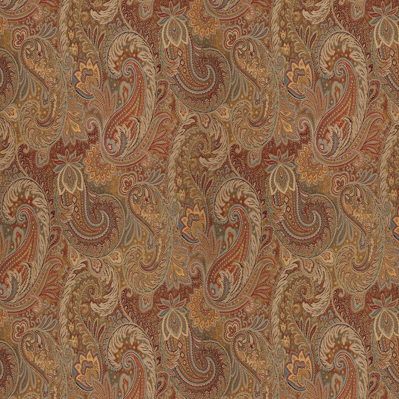 Brown/Orange Polyester and Rayon Fabric
