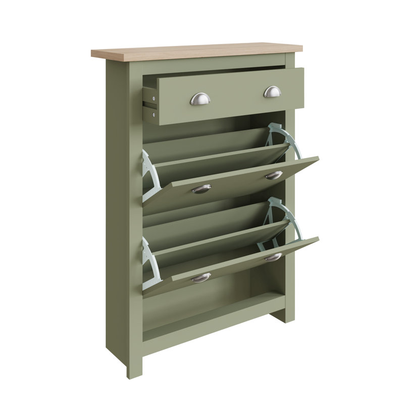 Renningers 12 Pair Shoe Storage Cabinet, Sage Green