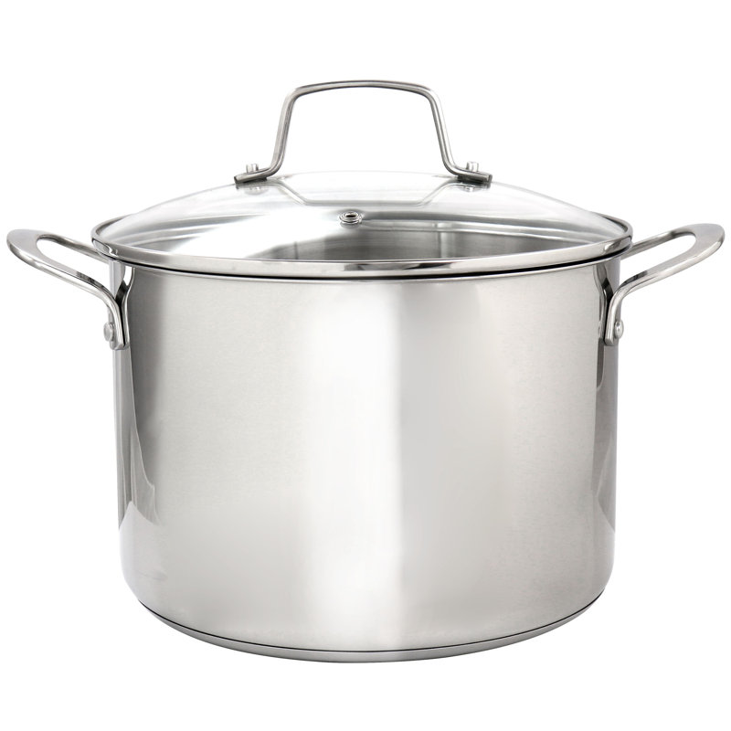 8 Quart Stainless Steel Dutch Oven with Tempered Glass Lid