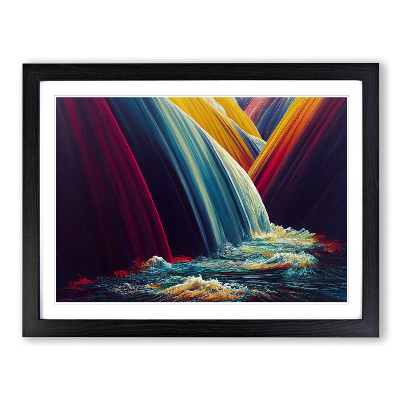 Waterfall Dreams - Single Picture Frame Print, Black, 46cm H x 64cm W