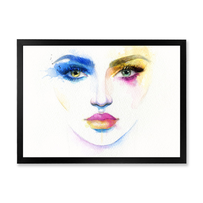 «Fashion Model With Vivid Make Up», reproduction d'art sur toile encadrée, Cadre photo noir, H 8 po x l 12 po x P 1 po