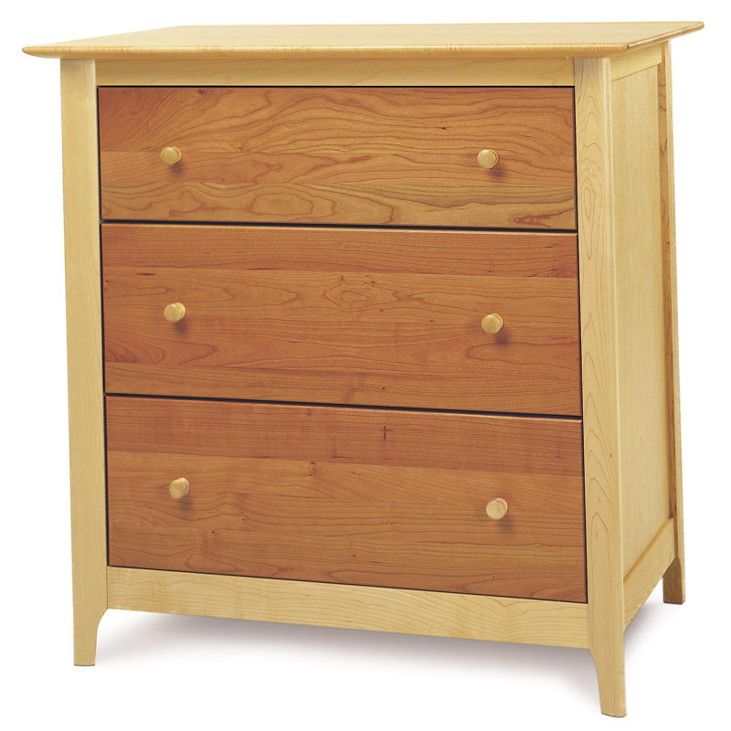 Sarah 3 - Drawer Solid Wood Dresser, Natural Cherry