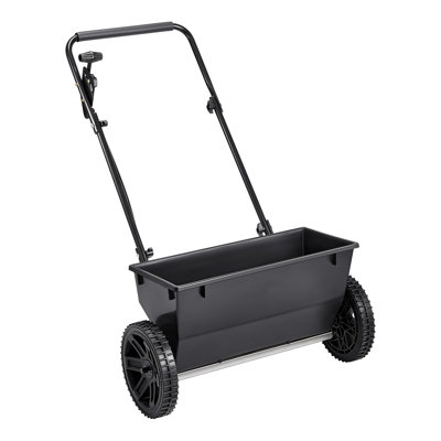 Épandeur à pousser, capacité de 50 lb, épandeur avec grille de trémie, largeur d'épandage de 18 po et 30 réglages, pneus tout-terrain de 10 po, épandeurs de jardin et de pelouse pour les semences, les engrais et le sel