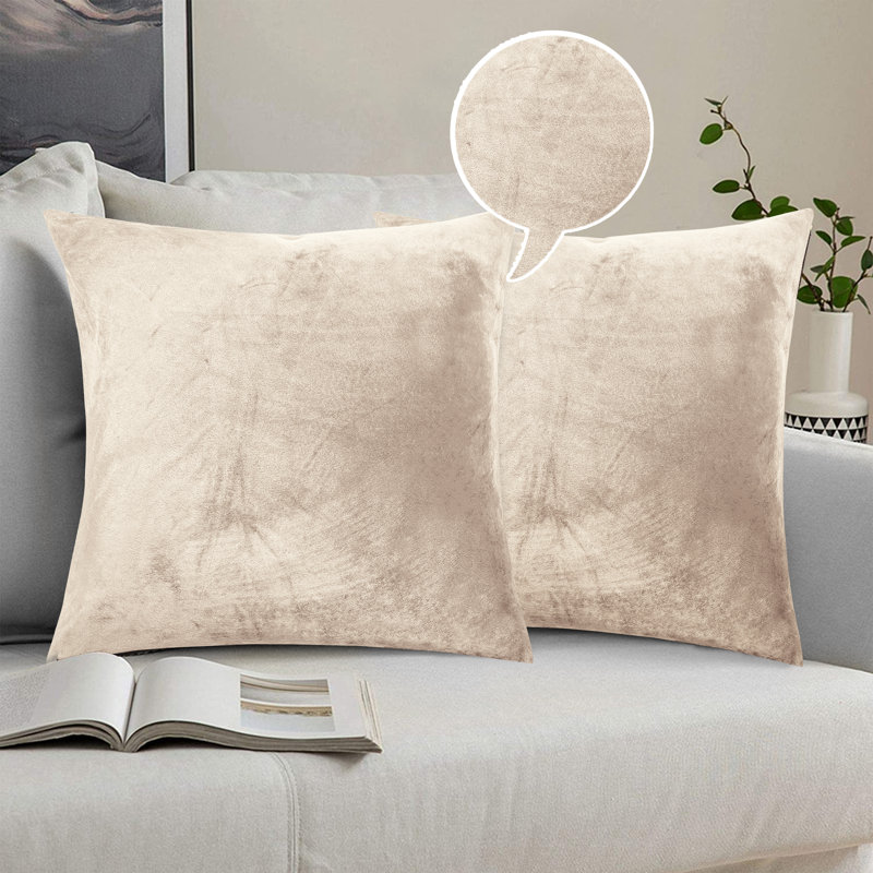 Skrolan Crushed Velvet Scatter Cushion Cover, Beige