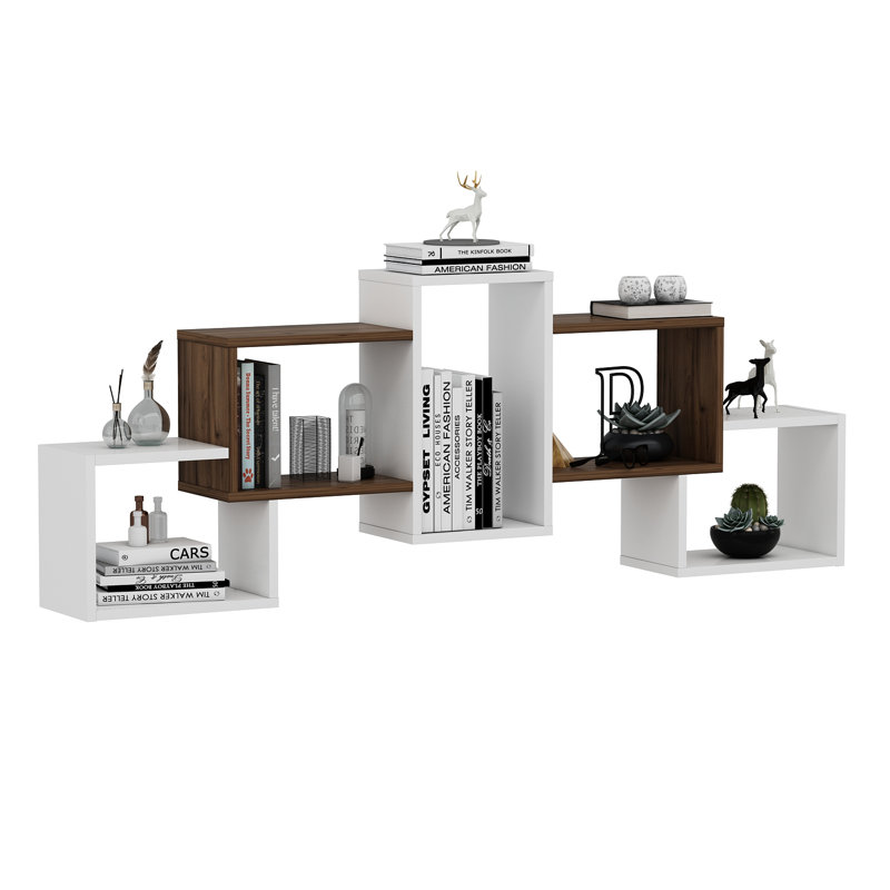 Camryn Wood Cube Shelf, White/Brown