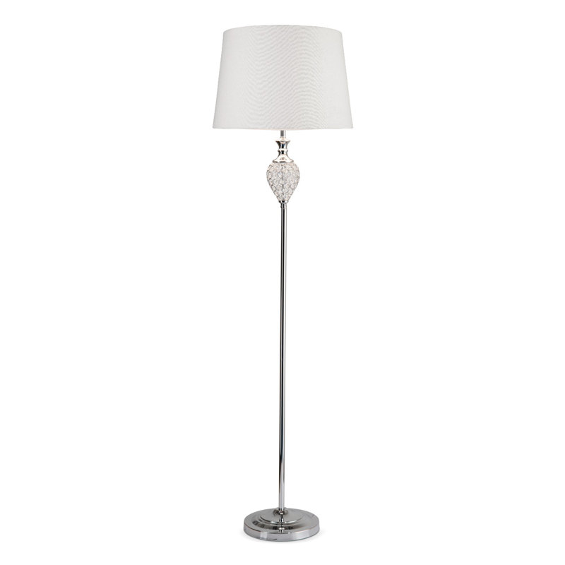 Paoli 162cm Chrome Traditional Floor Lamp, Ivory