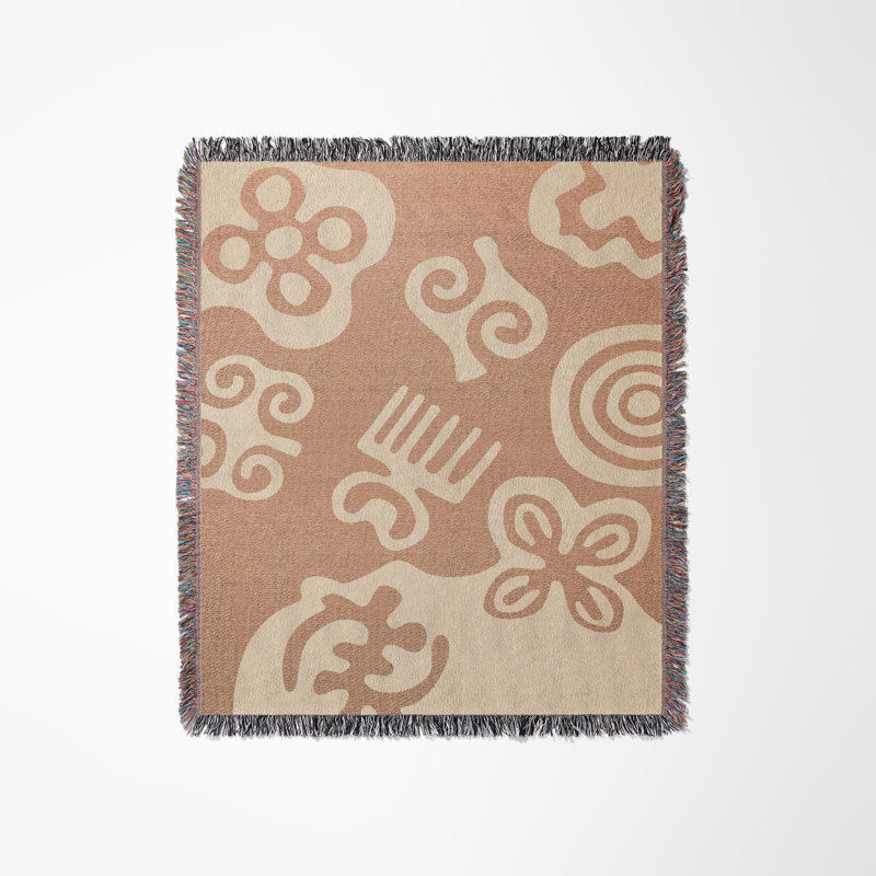 Couverture 100% coton African Tribal, Jeté, Rouille / beige