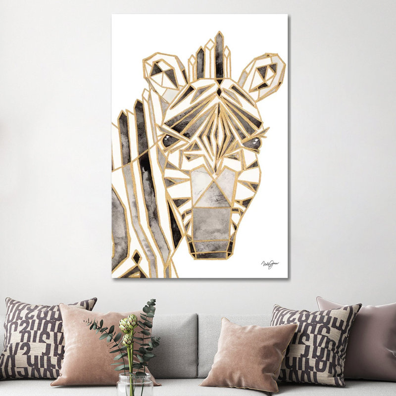 Retro Zebra by Nola James - Wrapped Canvas Gallery-Wrapped Canvas Giclée, 152.5 cm H x 101.5 cm W