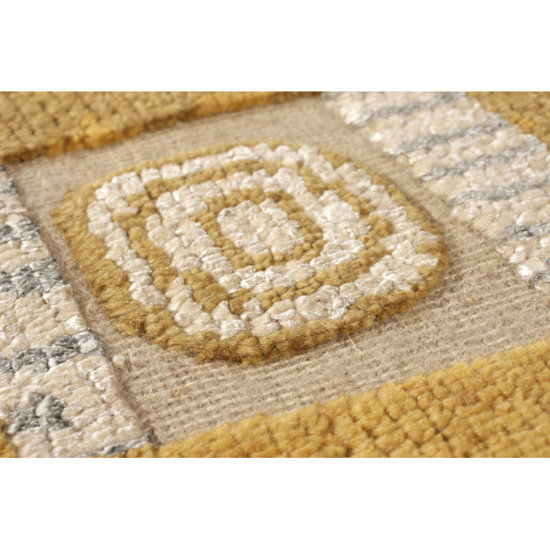 Scandinavian Hand Knotted Wool Geometric Area Rug, Rectangle 10' x 14'