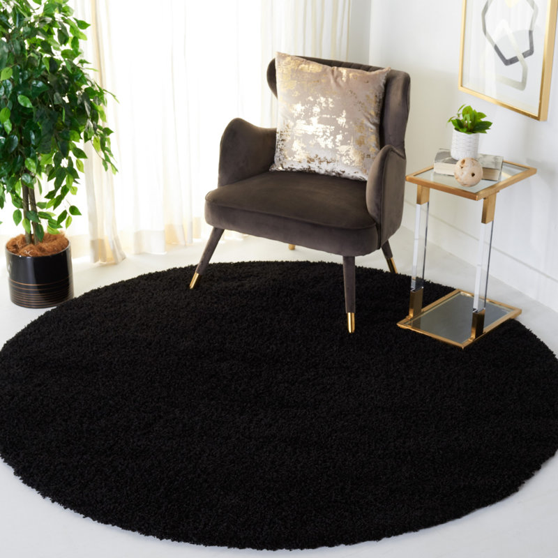 Sgl-Demi-Leigh Shag Performance Solid Color Rug, Round 6'7"