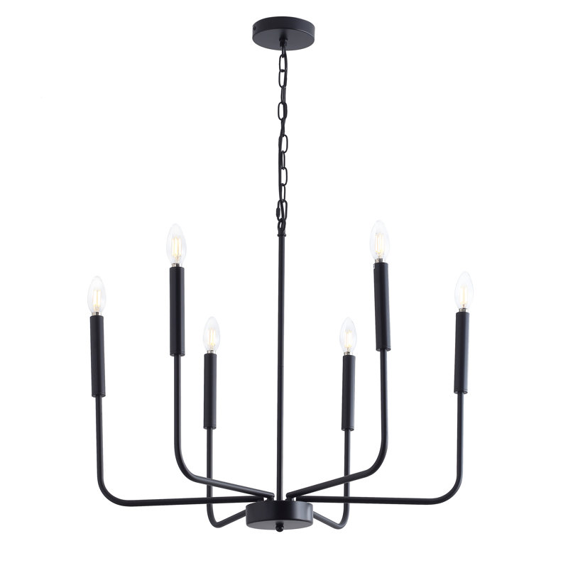 Luminaire suspendu 6 lumières Thanusan, Noir mat