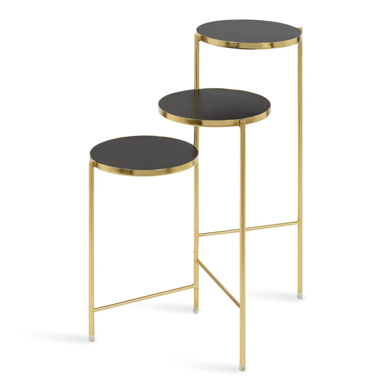 Logan Square Plant Stand 3 Tier, Black/Gold