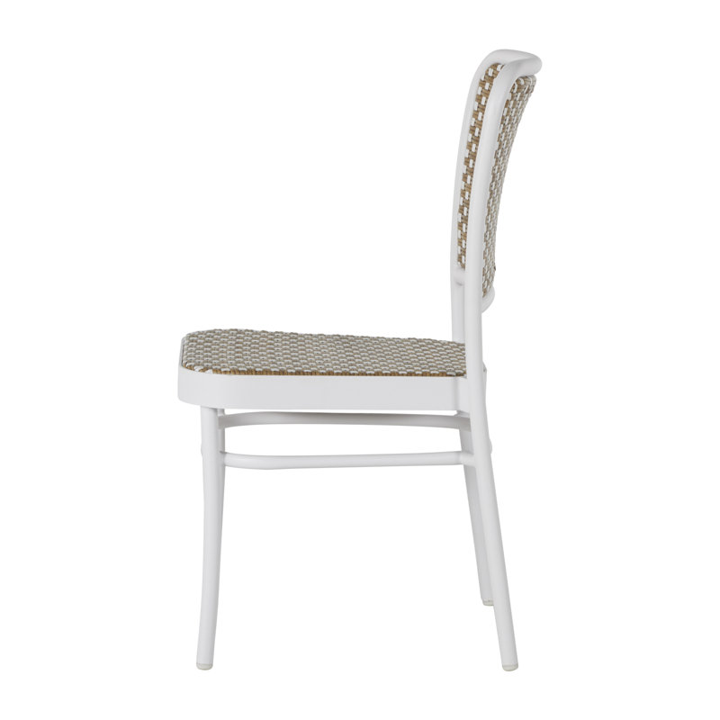 Parc Stacking Patio Dining Side Chair, Chalk and White & Natural