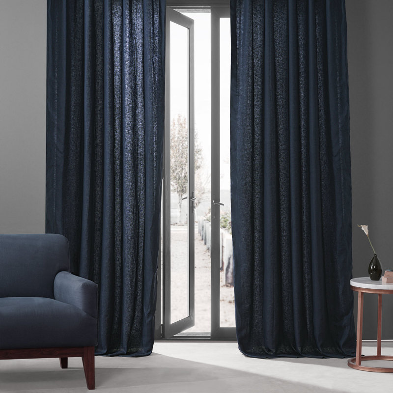 Briella French Linen Room Darkening Curtain, Fresh Khaki, 50" W x 120" L