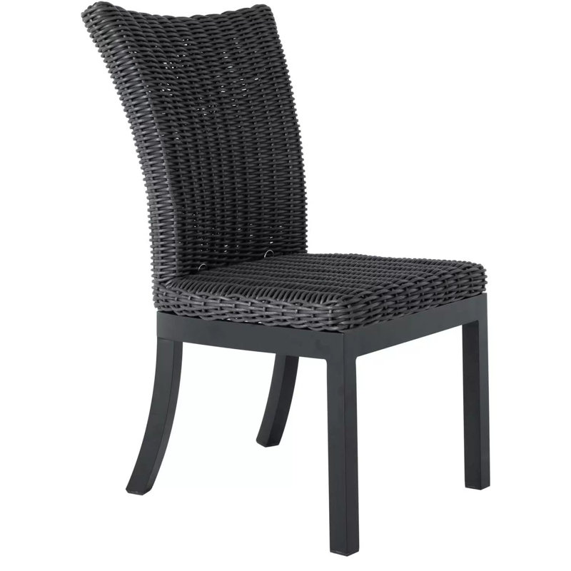 Montecito Woven N-Dura Resin Wicker Outdoor Dining Side Chair - Onyx, Paper Sky, No