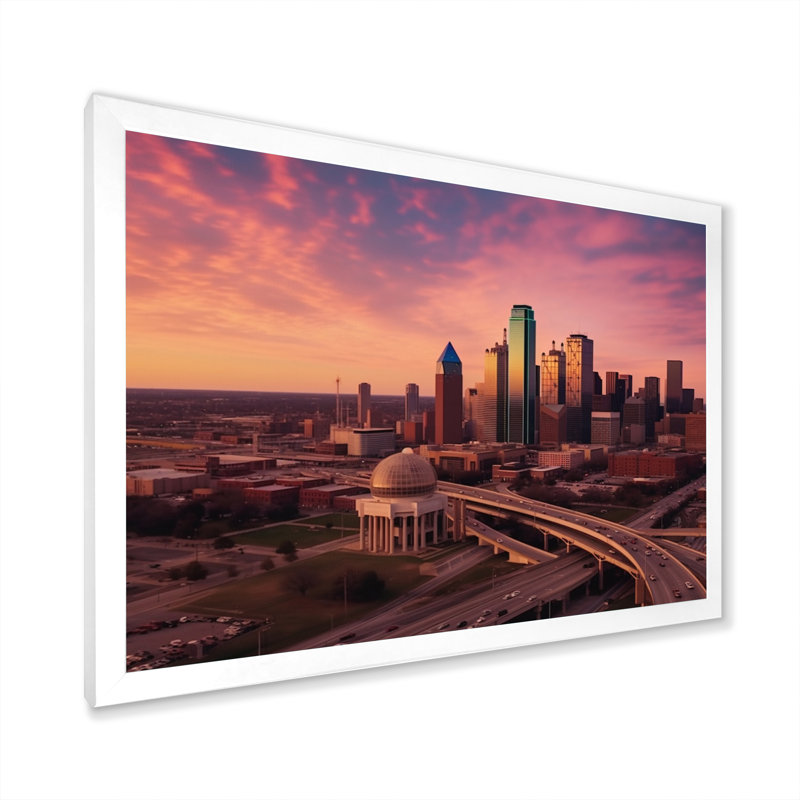 Dallas Perspectives I - Dallas, art mural, Cadre photo blanc, H 12 po x l 20 po x P 1 po