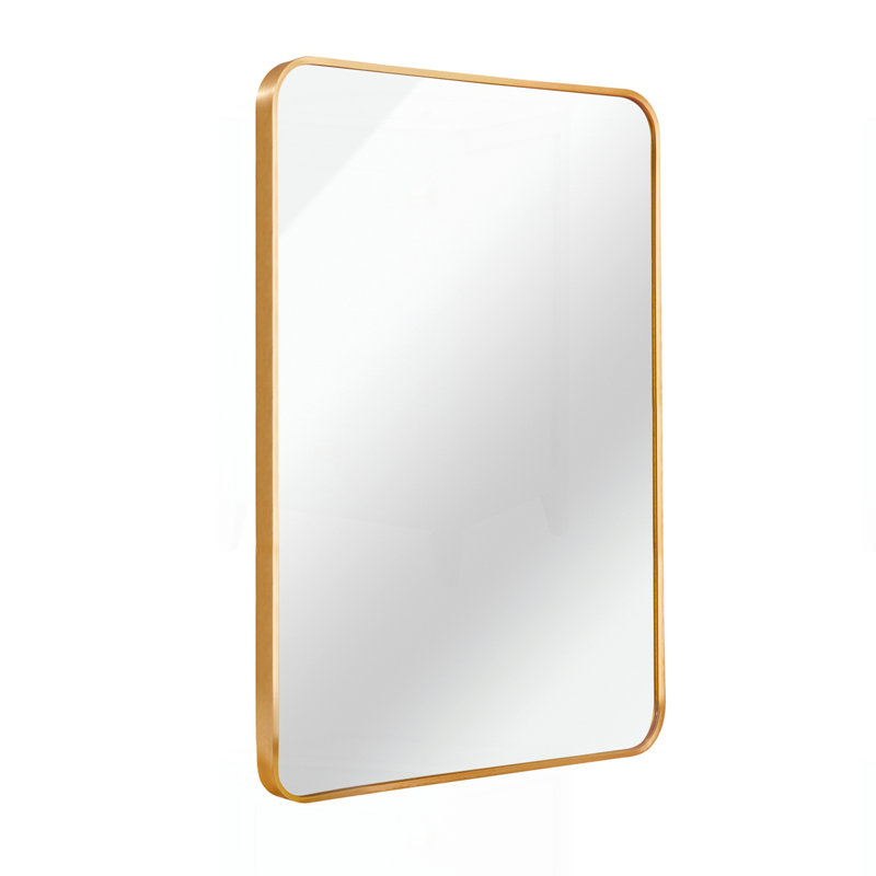 22X30 Inch Metal Framed Rectangular Bathrrom Mirror, Gold, 30" x 22"