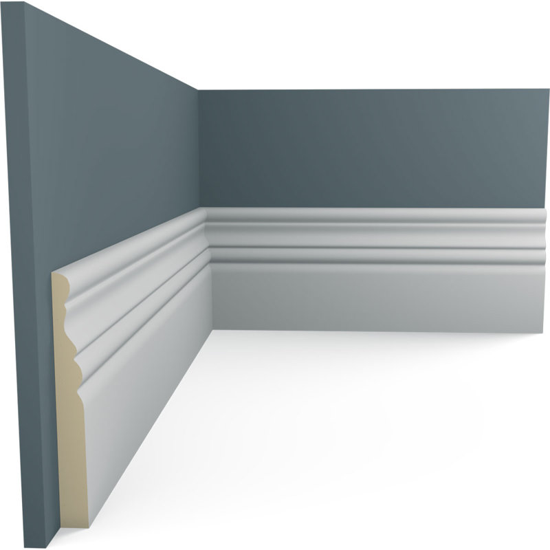 Gray Polyurethane 94.5" Long Traditional Baseboard Moulding